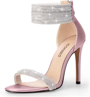 100FIXEO Sexy High Heeled Rhinestone Sandals Elegant Open Toe ankle strap Stiletto Heel Wedding Dress Shoes 100FIXEO Sexy High Heeled Rhinestone Sandals Elegant Open Toe ankle strap Stiletto Heel Wedding Dress Shoes