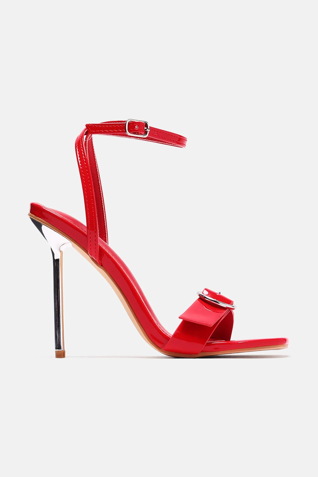 Aniyah Buckle Heeled Sandals - Red
