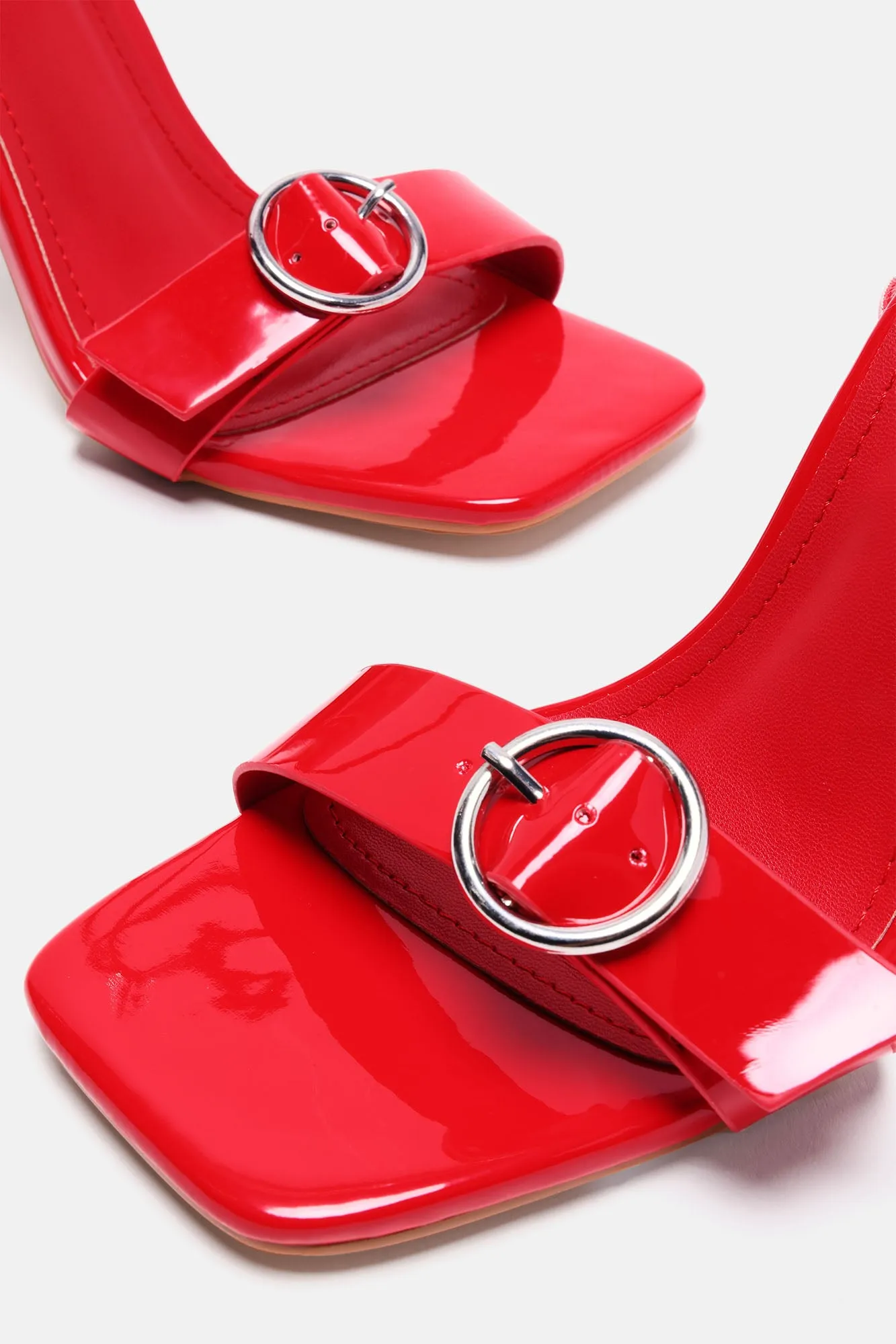 Aniyah Buckle Heeled Sandals - Red
