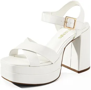 DREAM PAIRS Women's Platform Chunky Heels Square Open Toe Ankle Strap High Heeled Sandals Y2K Shoes for Party Brunch DREAM PAIRS Women's Platform Chunky Heels Square Open Toe Ankle Strap High Heeled Sandals Y2K Shoes for Party Brunch