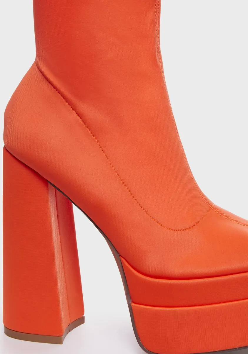 Fancy Night Out Heeled Booties - Orange