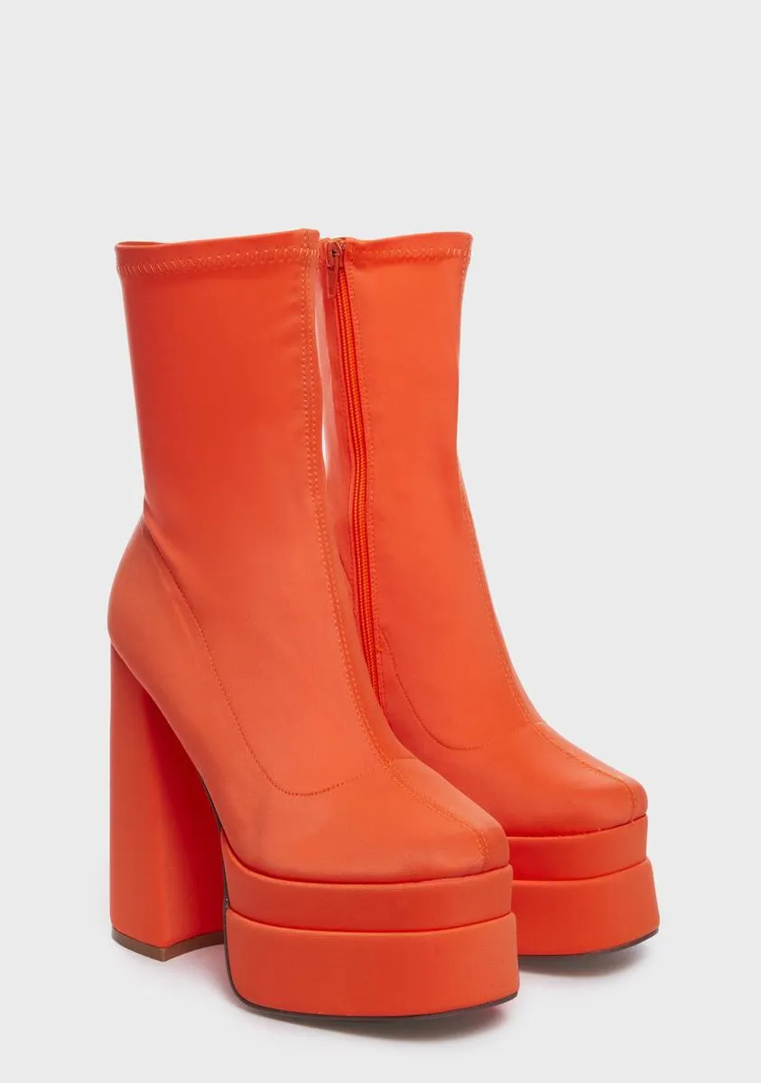 Fancy Night Out Heeled Booties - Orange