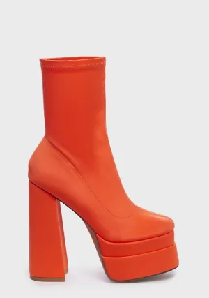 Fancy Night Out Heeled Booties - Orange