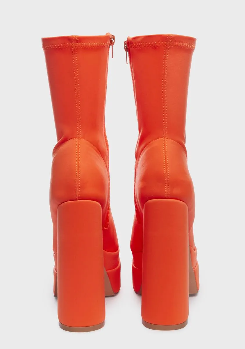 Fancy Night Out Heeled Booties - Orange