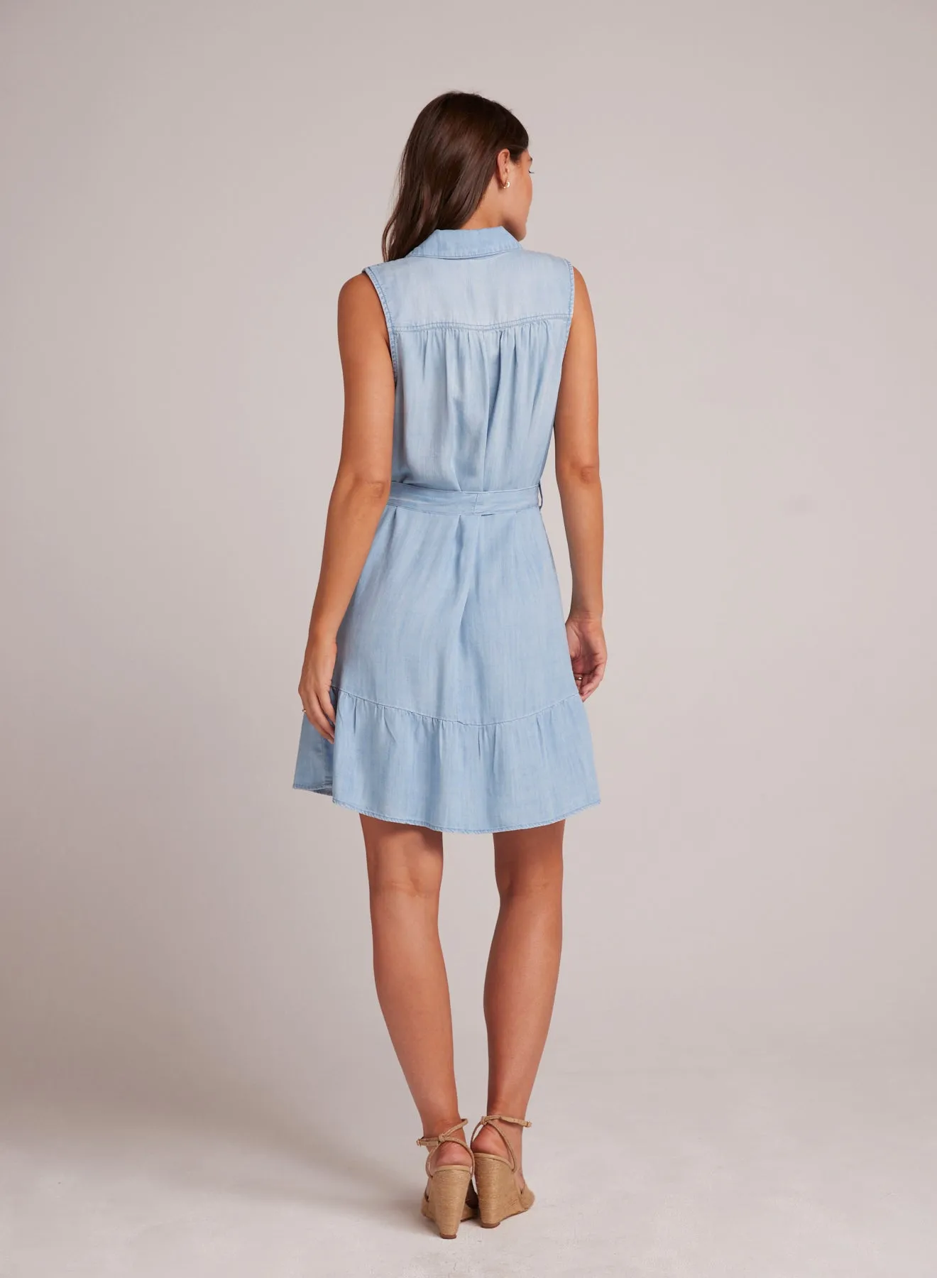 Gathered Ruffle Shirt Dress - Caribbean Wash