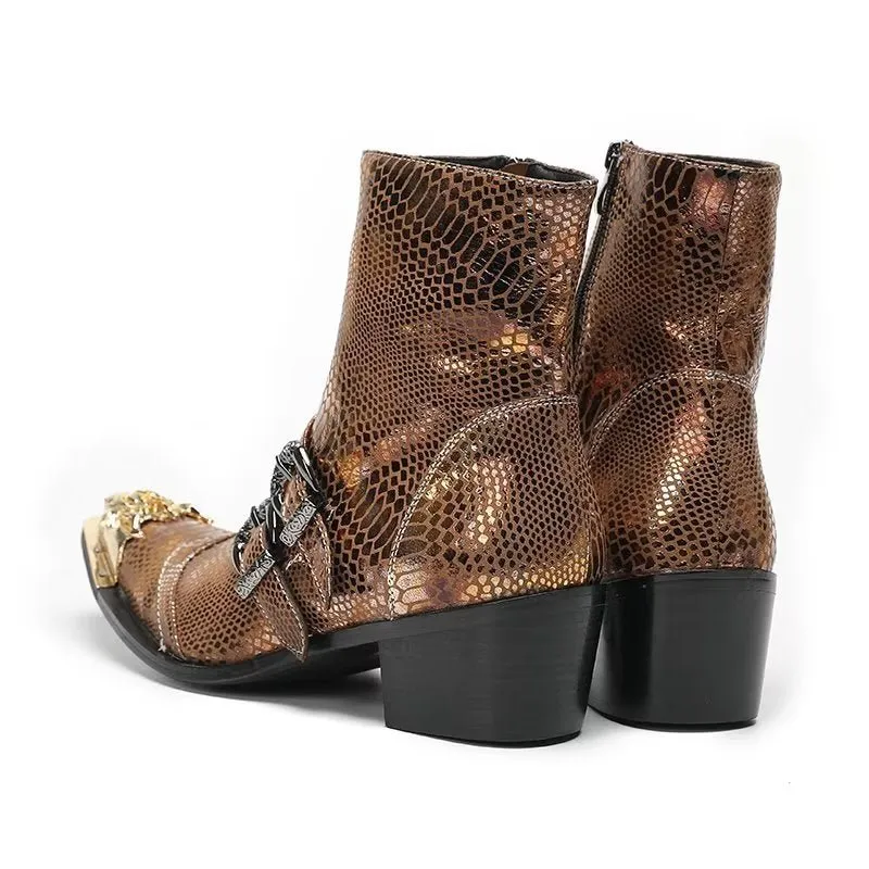 Lux Croc Pattern Leather Dress Boots