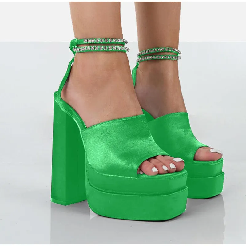 RHINESTONE PLATFORM SANDALS
