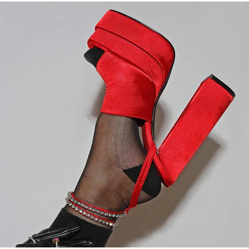 RHINESTONE PLATFORM SANDALS