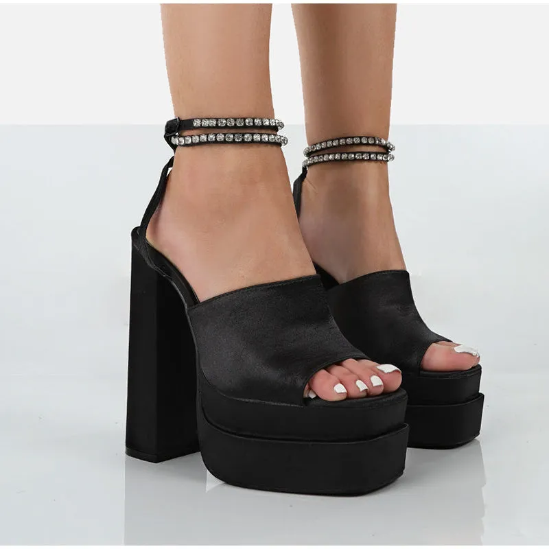 RHINESTONE PLATFORM SANDALS