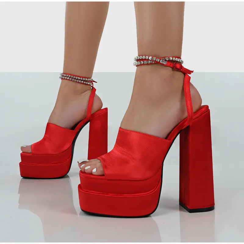 RHINESTONE PLATFORM SANDALS