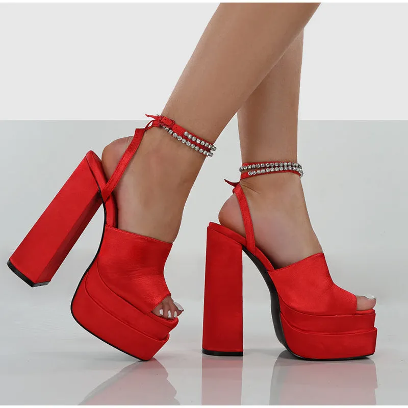 RHINESTONE PLATFORM SANDALS