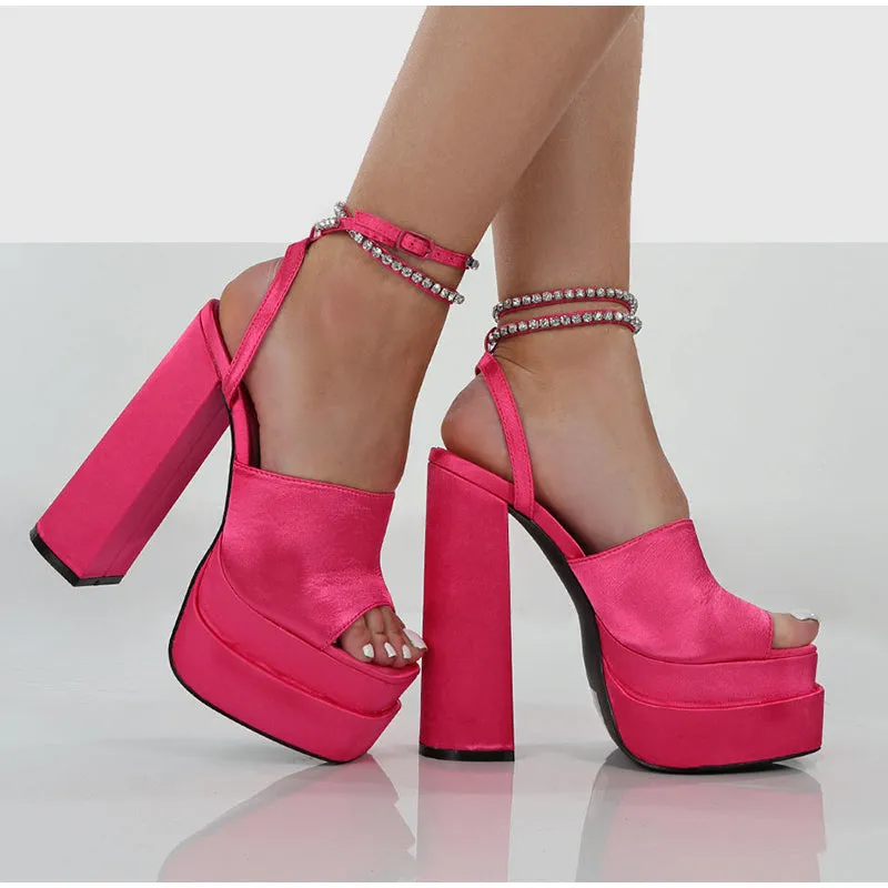 RHINESTONE PLATFORM SANDALS