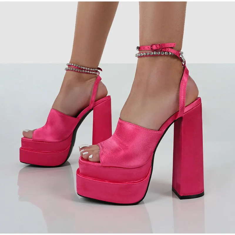 RHINESTONE PLATFORM SANDALS