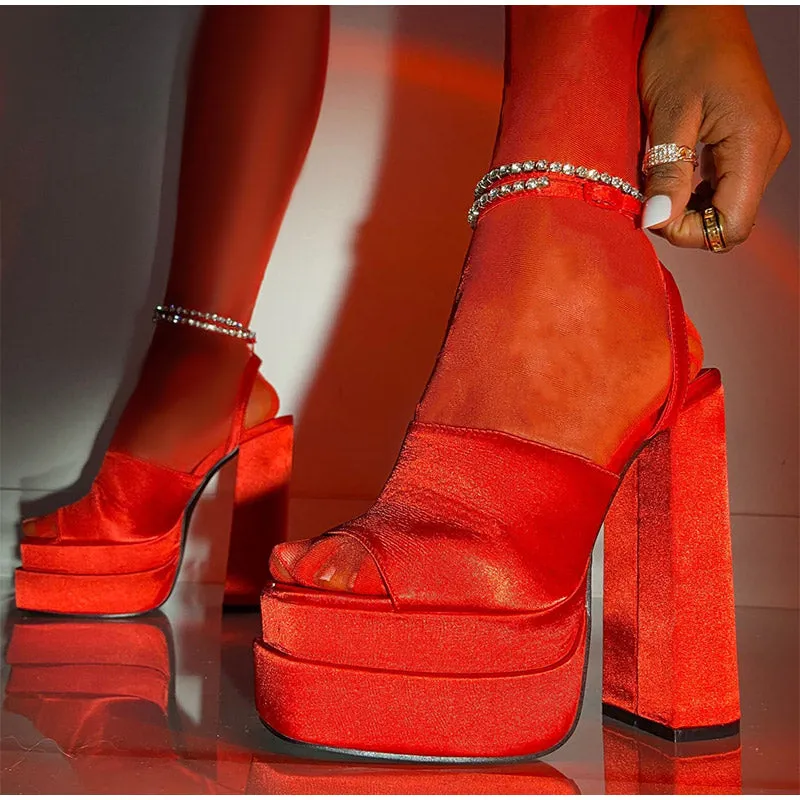 RHINESTONE PLATFORM SANDALS
