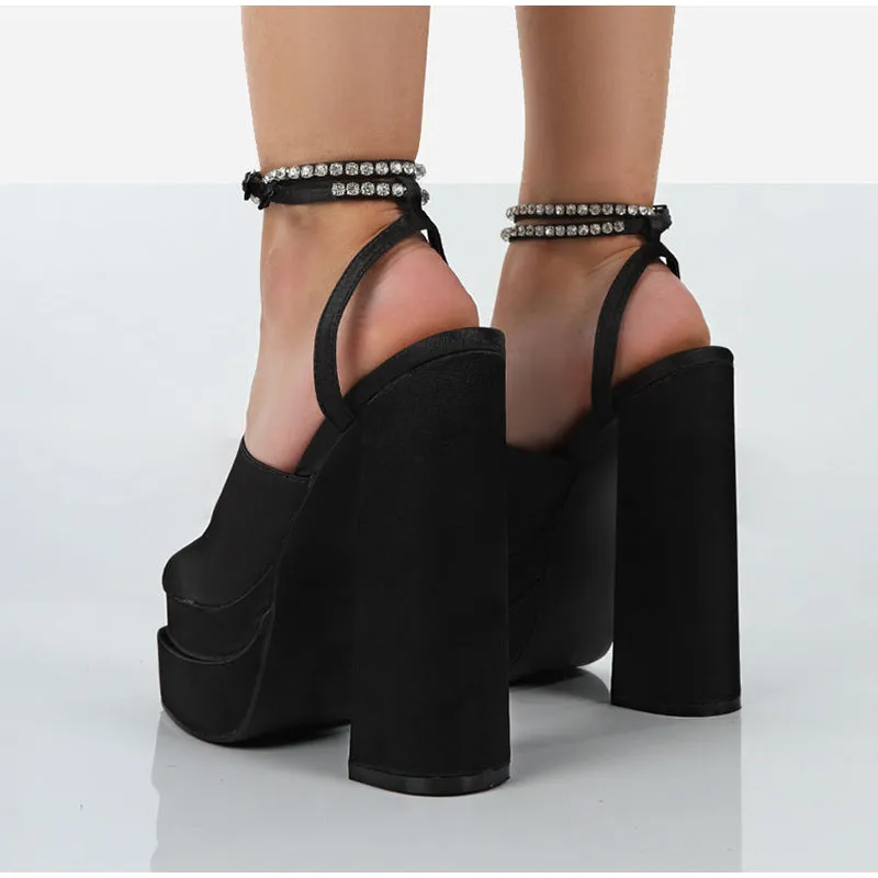 RHINESTONE PLATFORM SANDALS
