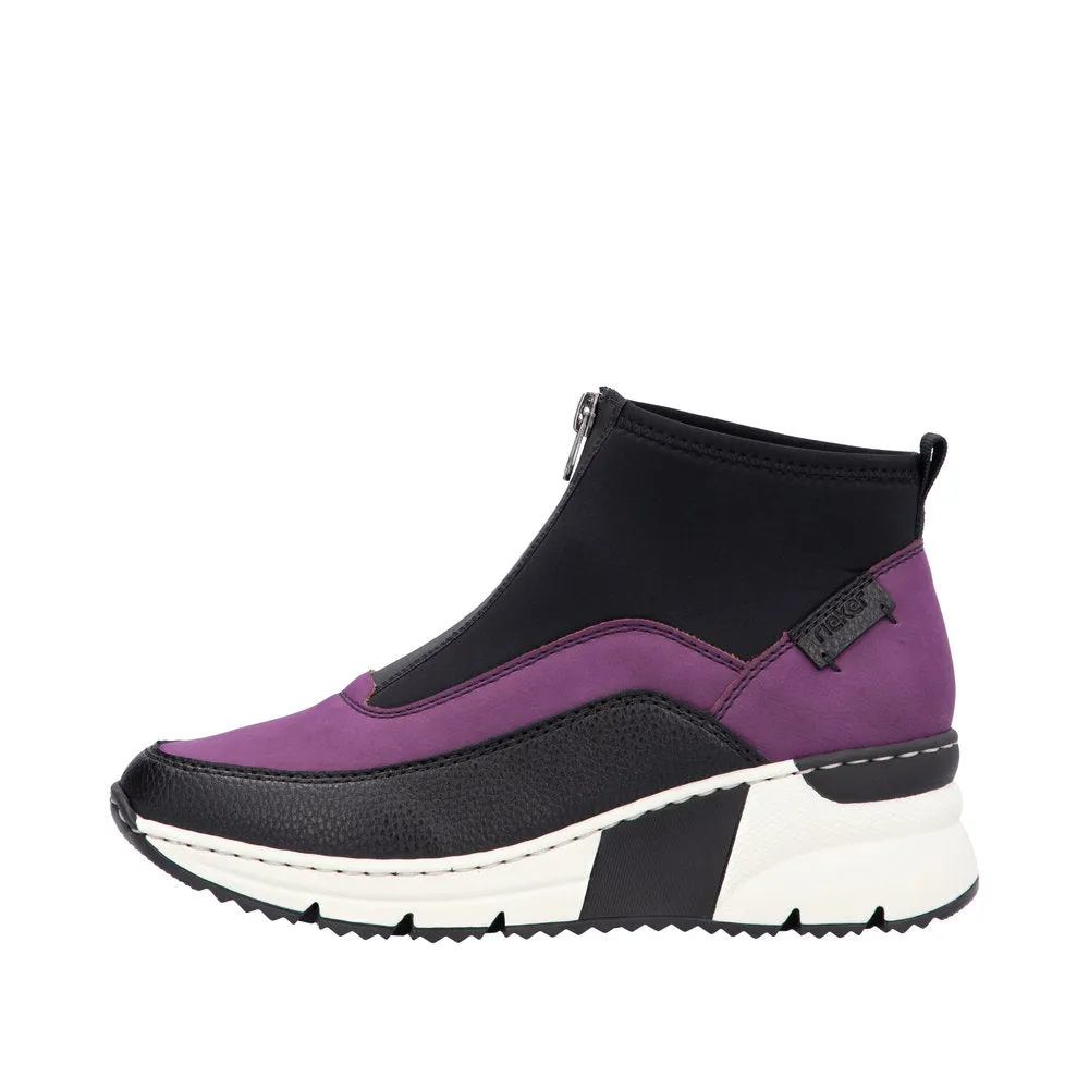 Rieker N6352-30 Ladies Amethyst Side Zip Ankle Boots
