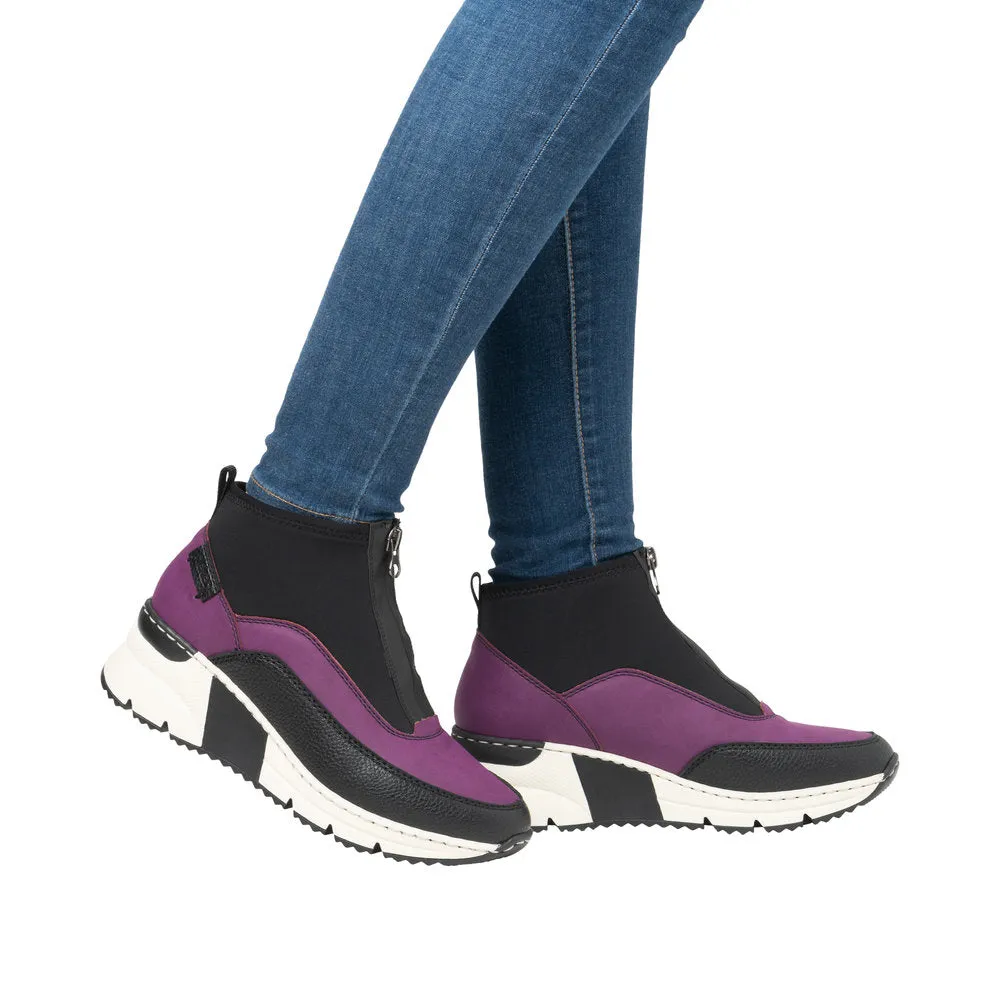 Rieker N6352-30 Ladies Amethyst Side Zip Ankle Boots