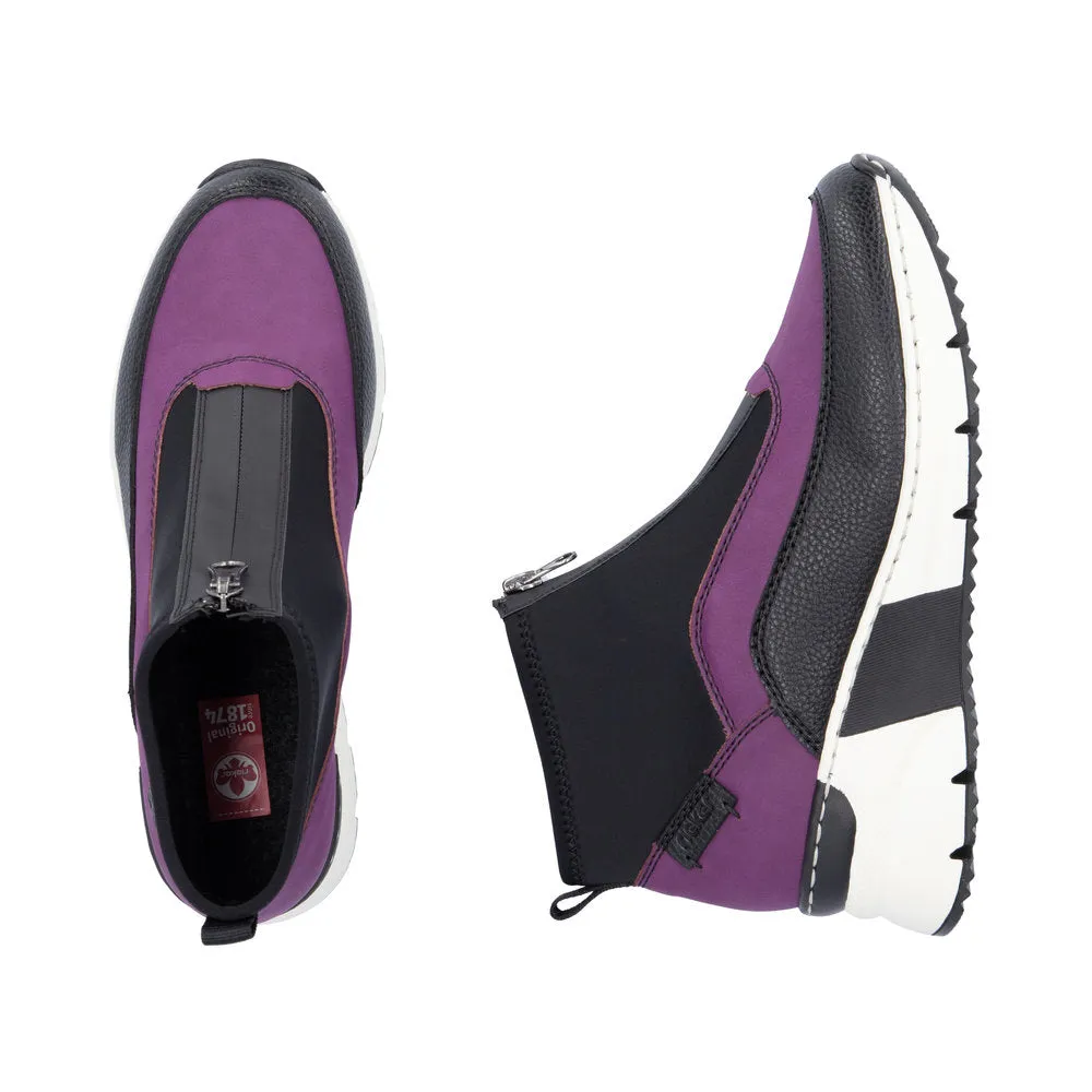 Rieker N6352-30 Ladies Amethyst Side Zip Ankle Boots
