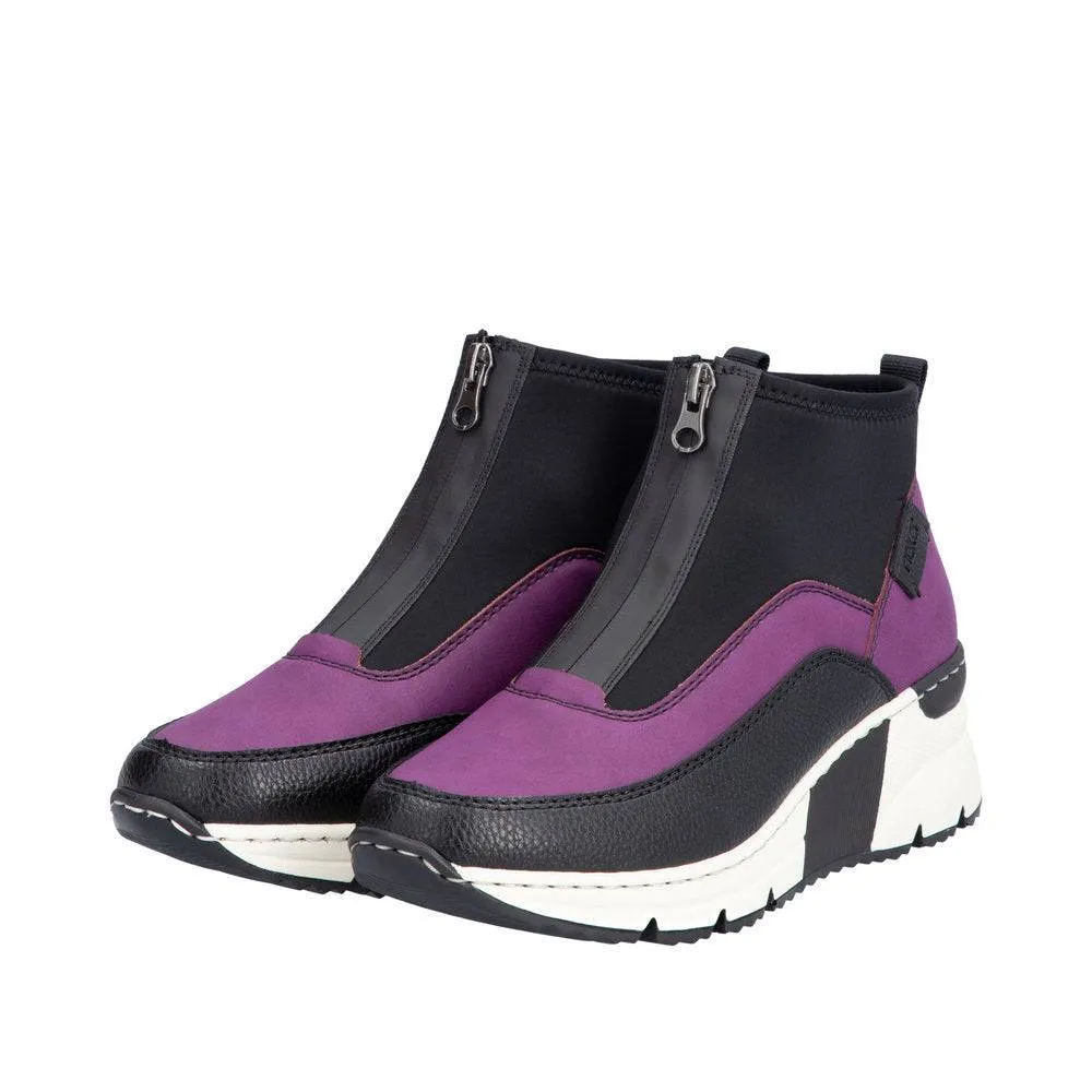 Rieker N6352-30 Ladies Amethyst Side Zip Ankle Boots